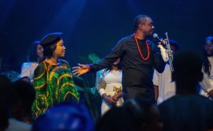 Nathaniel Bassey Surprises Mercy Chinwo and Husband on their Wedding Anniversary