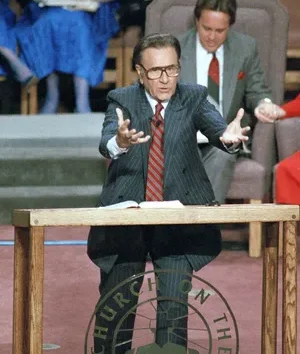 Oral Roberts evangelist preaching Church on the Rock Texas 1987